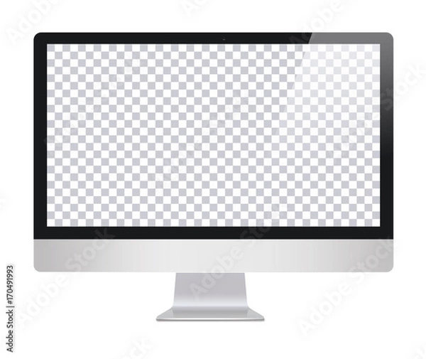 Fototapeta Monitor in imac style with blank screen, isolated on white background. Monitor with transparent monitor, screen. Monitor with blank screen isolated . Computer screen - vector illustration.Imac copy 
