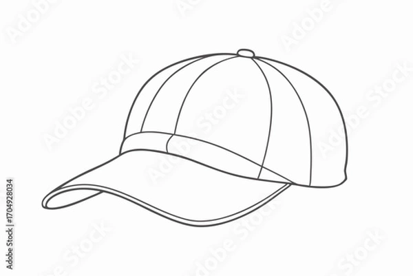 Fototapeta Cap Line Drawing – Simple Baseball Hat Outline Illustration