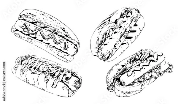 Fototapeta Hot dog vector variation