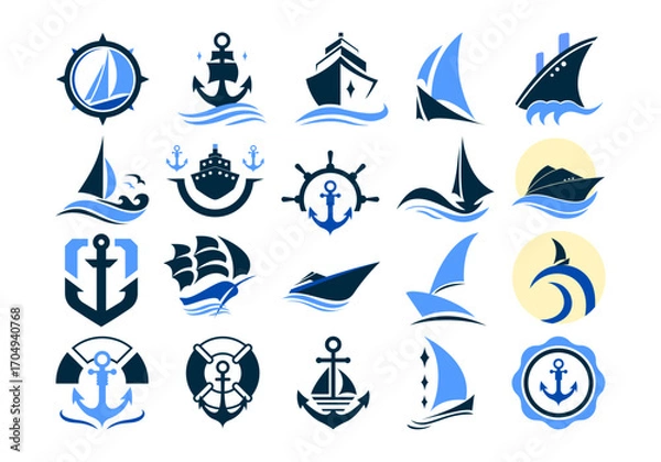 Fototapeta Nautical Marine Logo Design Element