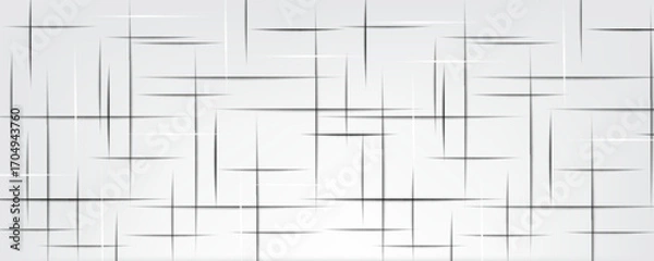 Fototapeta Black cross hatch seamless texture. Straight line repeated pattern surface. Rough sackcloth fabric background. Crosshatch linen canvas burlap overlay wallpaper. Vector textile backdrop