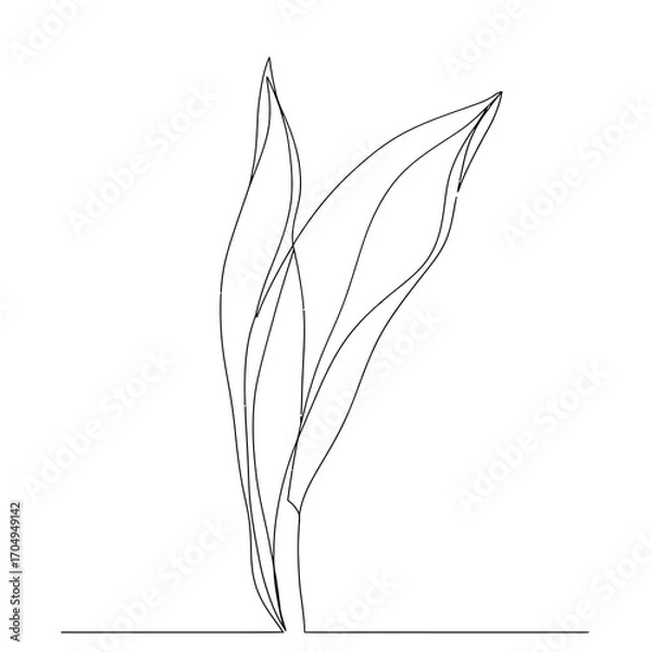 Fototapeta Elegant Continuous Line Art Drawing of Leaves Minimalist Botanical Illustration