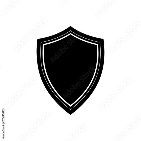Obraz Simple black shield icon on transparent background silhouette