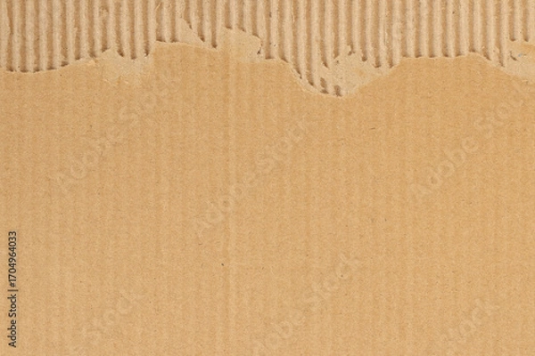 Fototapeta Brown cardboard sheet abstract background, texture of recycle paper box in old vintage pattern with ripped edges.