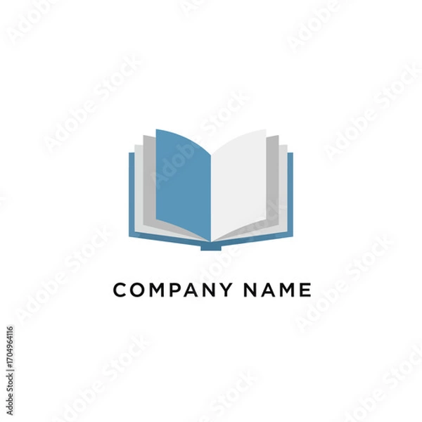 Fototapeta Minimalist Open Book Logo Design Symbolizing Education and Knowledge.