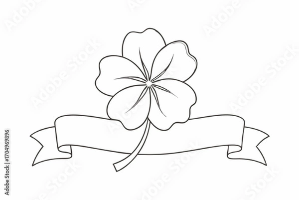 Fototapeta Four-Leaf Clover Line Drawing – Lucky Outline Illustration