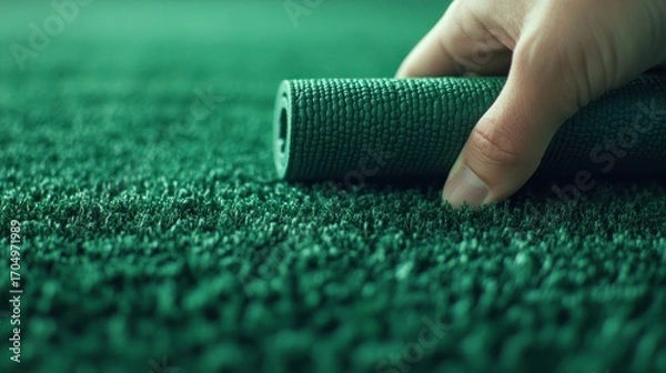 Obraz Rolled up green carpet texture