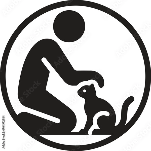 Fototapeta vector illustration of a person with cat