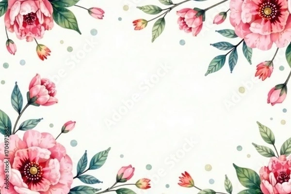 Fototapeta Delicate watercolor floral pattern, perfect for spring flyers , spring flyer, pretty
