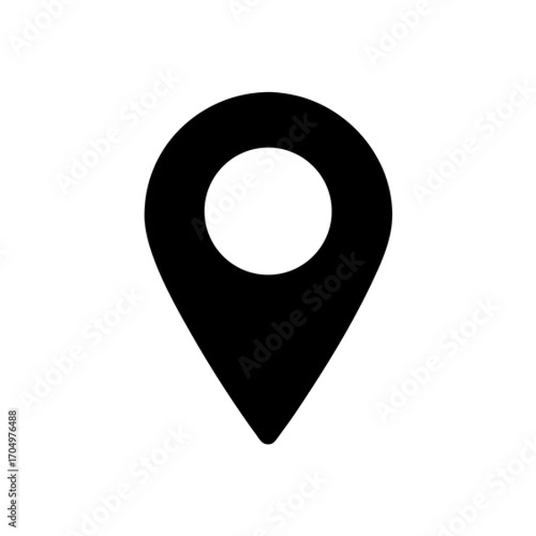 Fototapeta Black location marker icon on transparent background silhouette