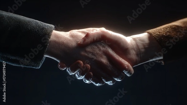 Fototapeta Businessmans handshake. Successful businessmen handshaking after good deal