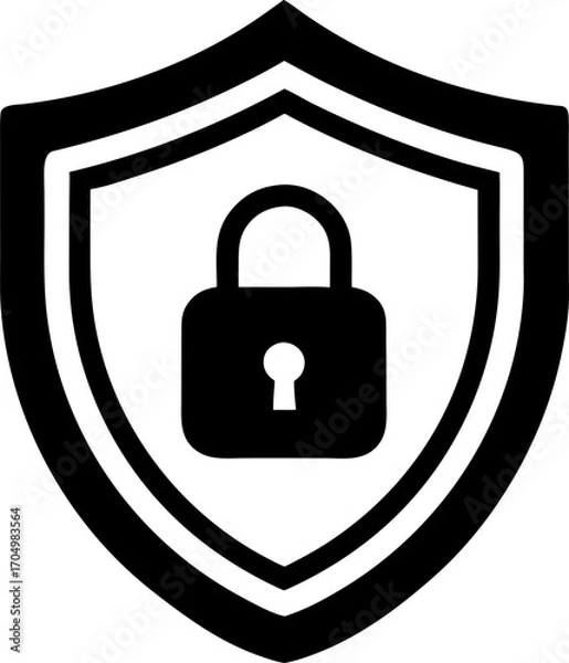 Obraz Security shield icon, security shield logotypes with  lock. Safety shield symbols. Vector illustration
