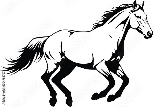 Fototapeta Majestic Horse Galloping Across a White Background Elegant Equine Power and Graceful Movement	