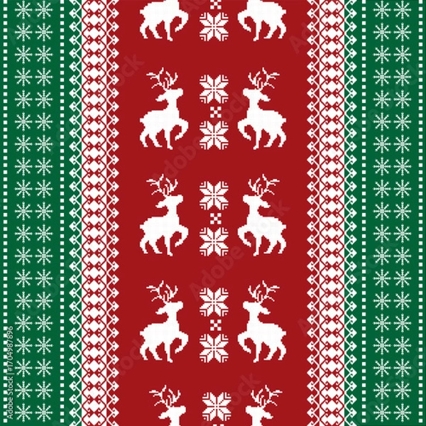 Fototapeta Vector seamless Christmas pattern with traditional winter elements for a festive holiday illustration