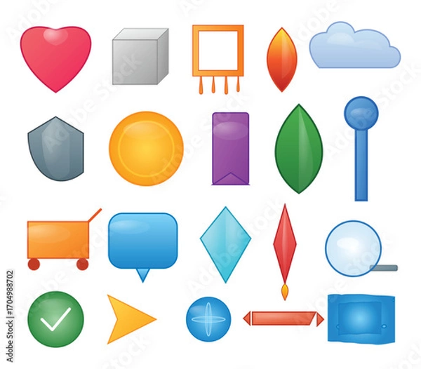 Fototapeta Colorful Geometric Shape Icon Set Vector Illustration