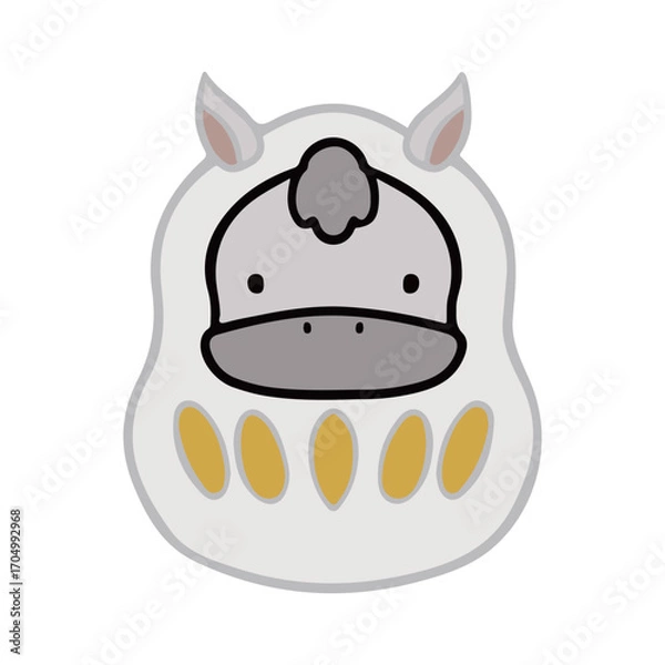 Obraz 白　馬　だるま　イラスト