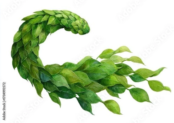 Obraz Green leaf spiral, stylized, flowing