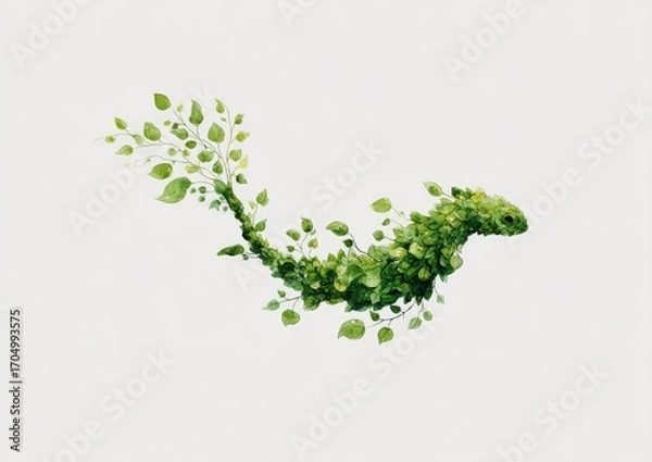 Obraz Green leafy creature, dragon-like form