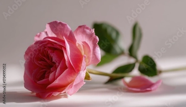 Obraz Delicate pink rose on light background