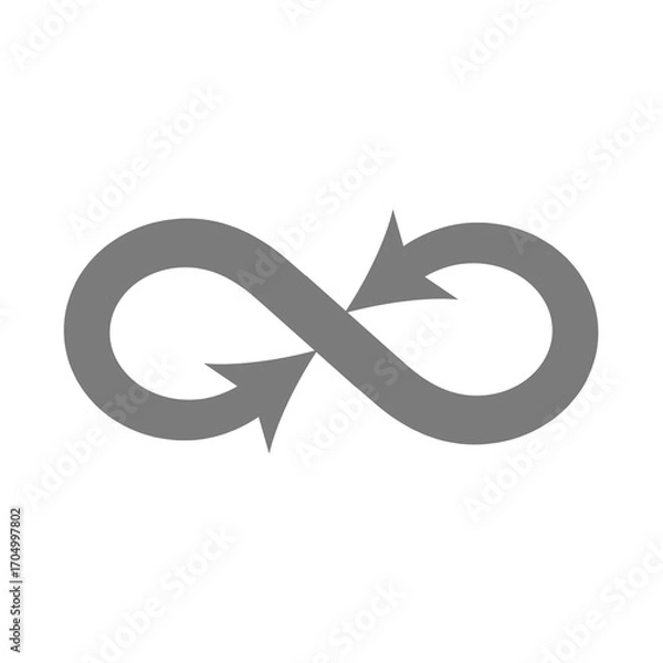 Fototapeta Infinity with arrows simple vector icon. Mathematics eternity and infinite arrow symbol.