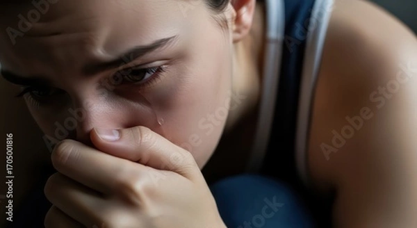 Obraz Close-up of a Woman's Face, Tears, and Sadness