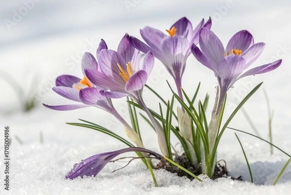 Obraz Purple flowers of crocus isolated on white background