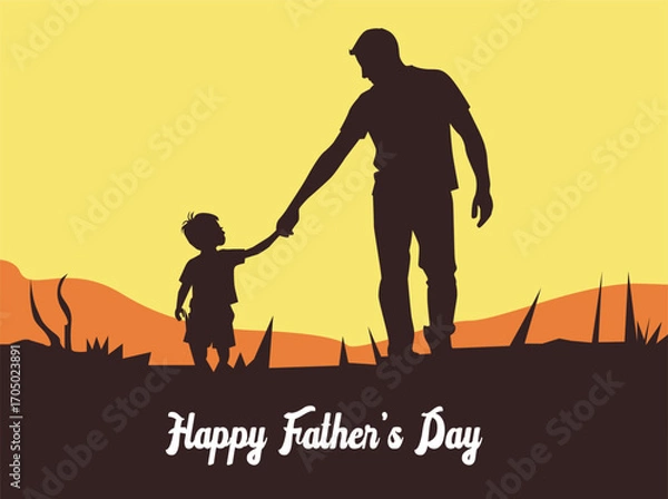 Fototapeta infographic_Happy Father’s Day illustration concept. Silhouette of father and child together, celebrating love, family, and parenthood. Perfect design for greeting cards, posters, banners, and 4