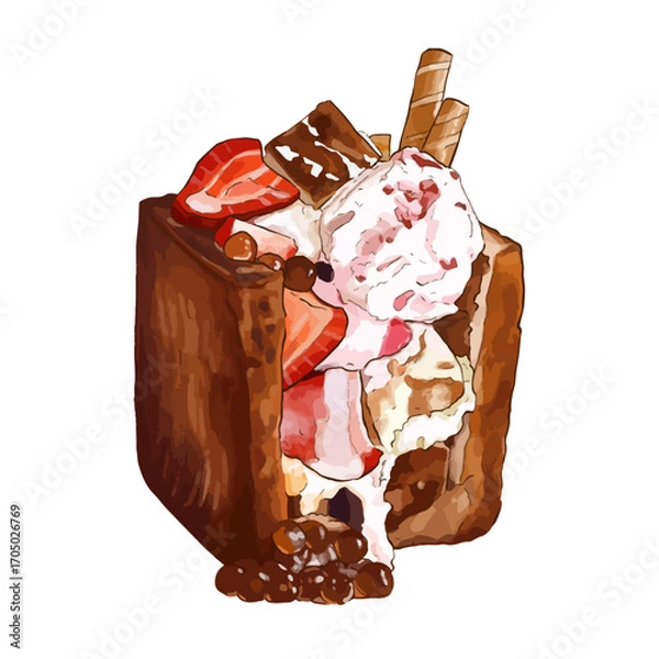 Fototapeta Milk bread sundae vector