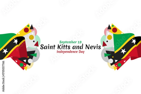 Fototapeta September 19, Independence Day of Saint Kitts and Nevis. vector illustration. Suitable for greeting card, poster and banner.