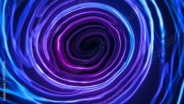 Fototapeta Abstract vortex of glowing blue and purple concentric lines, swirling with energy and futuristic motion.