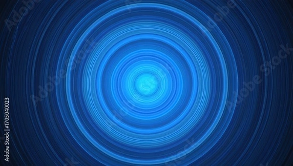 Fototapeta Radiant blue concentric circles glowing outward, creating an abstract energy wave effect with a futuristic, fluid motion.