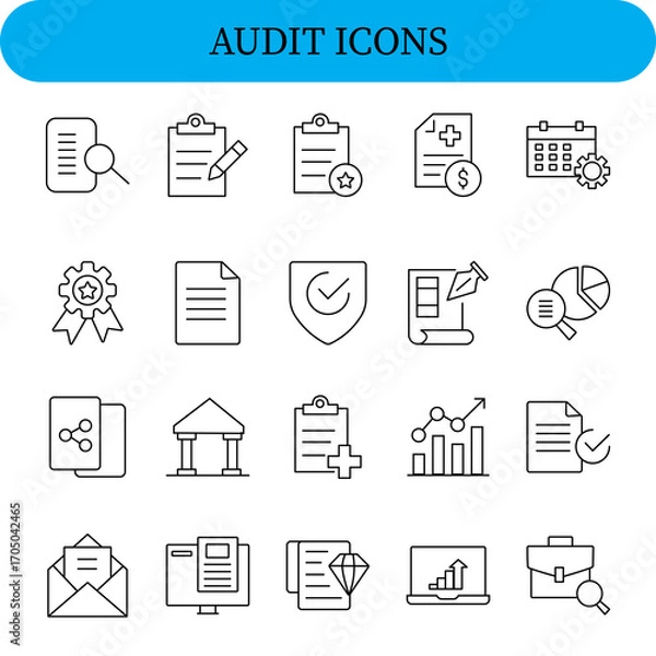 Obraz Collection of audit and finance related icons for business and accounting