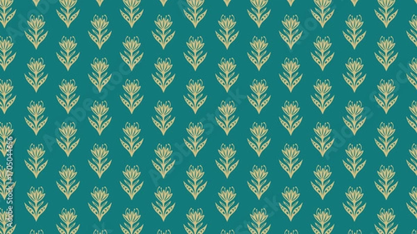 Obraz Teal Floral Ornamental Repeat