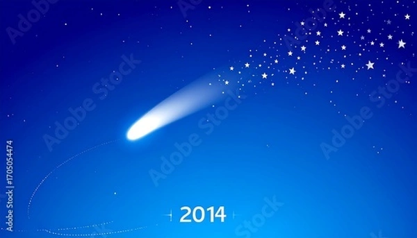 Obraz Comet streaks across a starry night sky in 2014