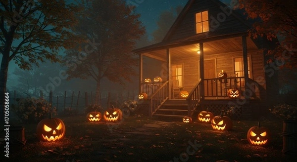 Obraz Haunted house at night