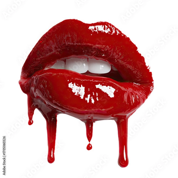 Obraz Close-up, dripping red lips