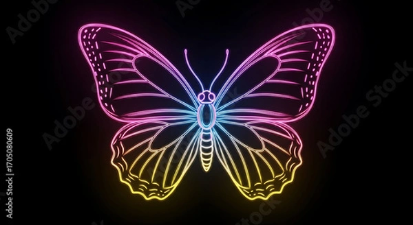 Fototapeta A vibrant butterfly vector with ornate wings against a black background, a beautiful design element