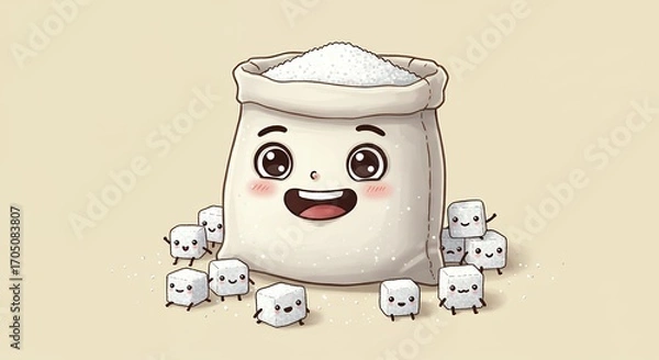 Obraz Cute sugar bag with small sugar cubes