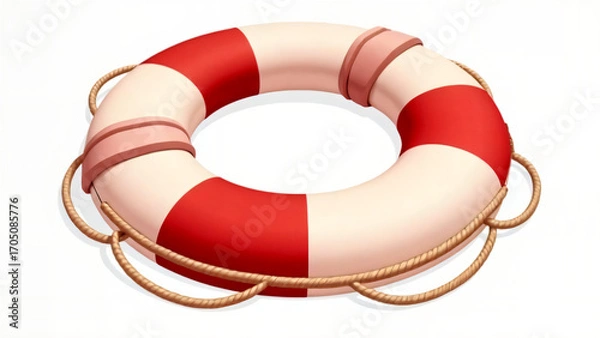 Obraz A classic lifesaver, a symbol of safety and hope. It's bright red and white stripes and sturdy rope handles call to mind the joy of summer days.