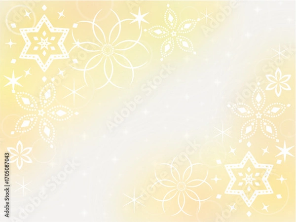 Obraz クリスマスフラワー背景　薄黄色のコーナーフレーム