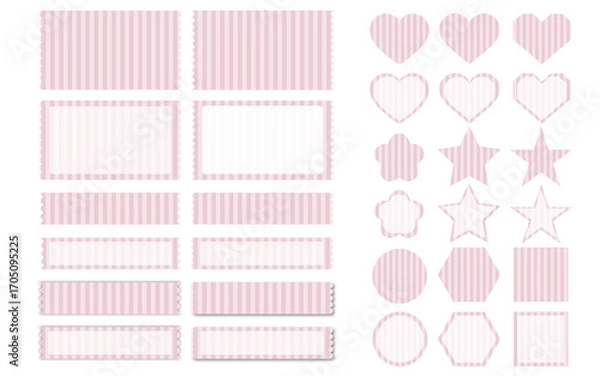 Obraz シンプルフレーム/あしらい／アイコンセット（縦ストライプピンク系）