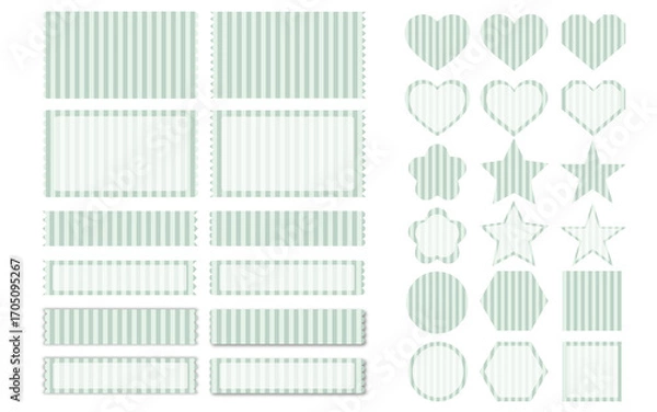 Obraz シンプルフレーム/あしらい／アイコンセット（縦ストライプ緑系）