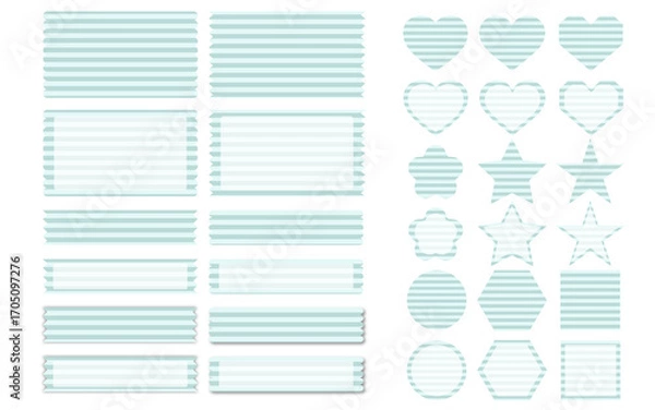 Obraz シンプルフレーム/あしらい／アイコンセット（横ストライプ青系）