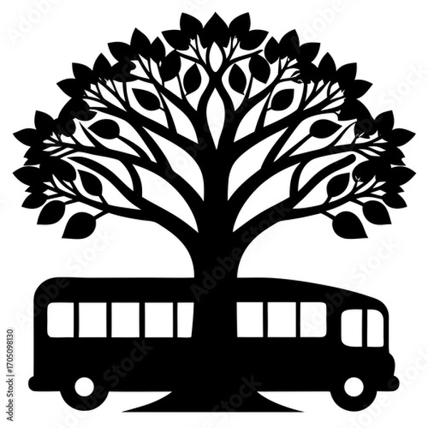 Obraz Tree silhouette on white background