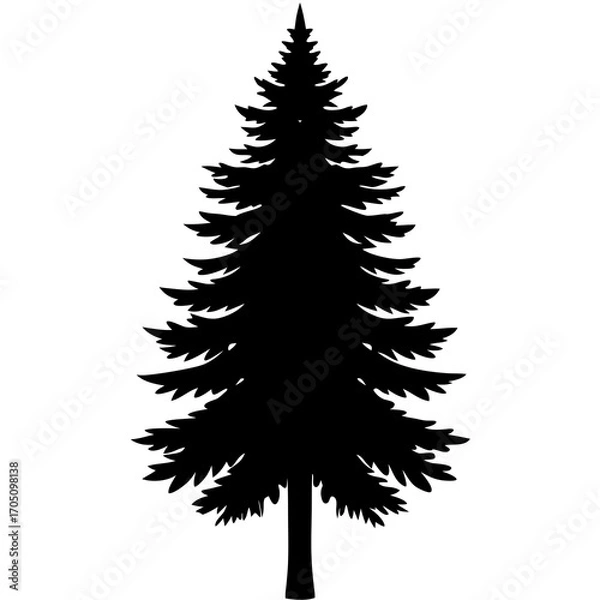 Obraz Tree silhouette on white background
