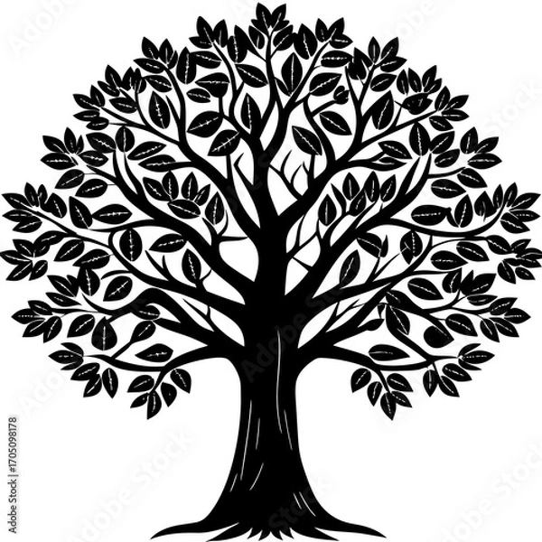 Obraz Tree silhouette on white background