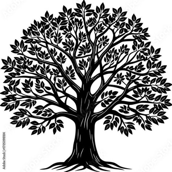 Obraz Tree silhouette on white background