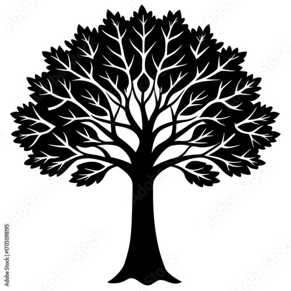Obraz Tree silhouette on white background