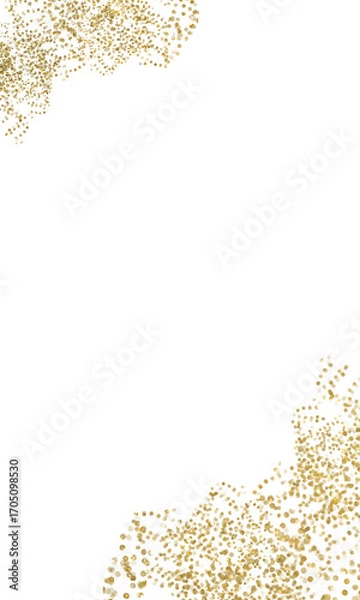 Fototapeta Vertical Golden foil frame.Gold Foil splatter glitter Golden stroke on transparent background. Festive background with gold glitter and confetti for celebration with glowing golden particles.