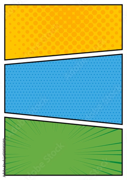 Obraz アメコミのコマ割の背景イラスト（縦型）